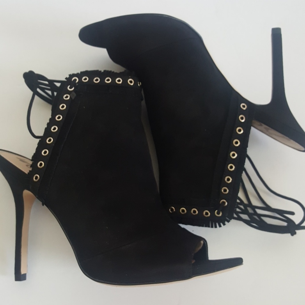 New Sam Edelman Artie Black Suede Heels - Picture 8 of 8